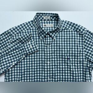 Onward Reserve Performance Button Down Shirt Mens Size Medium Blue Ivory Checked